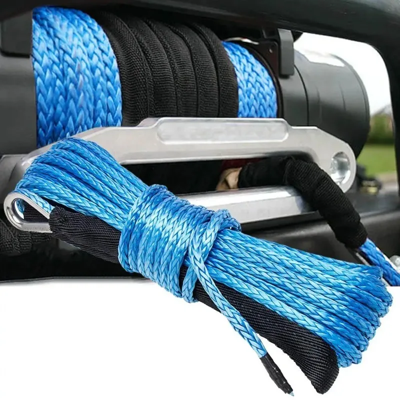 4.8MM x 15 Meters (2.5 tons) Blue Synthetic Winch Rope Line Recovery Cable Dyneema with Sheath