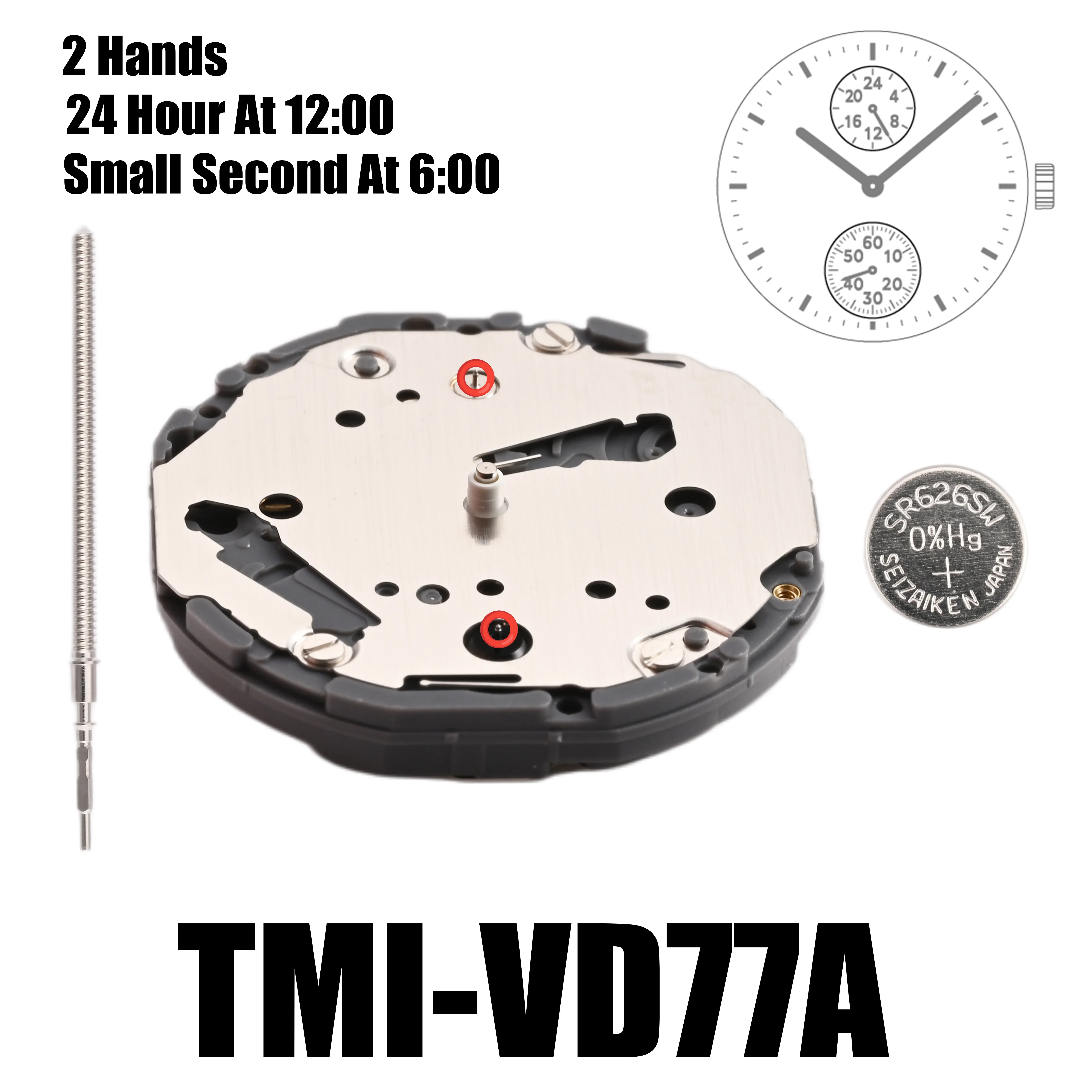 Vd77 Beweging Tmi Vd77 Beweging 2 Handen Multi-Eye Movement Multi-Eye (Dag, Datum, 24 Uur, Kleine Sec) Grootte: 10 ½ Met Hoogte: 3.45Mm