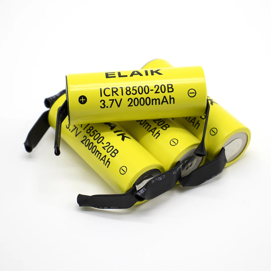 ELAIK Lii-20B 18500 2000mAh 3.7V Rechargeable Battery Recarregavel Lithium ion Battery For LED Flashlight+DIY Nickel