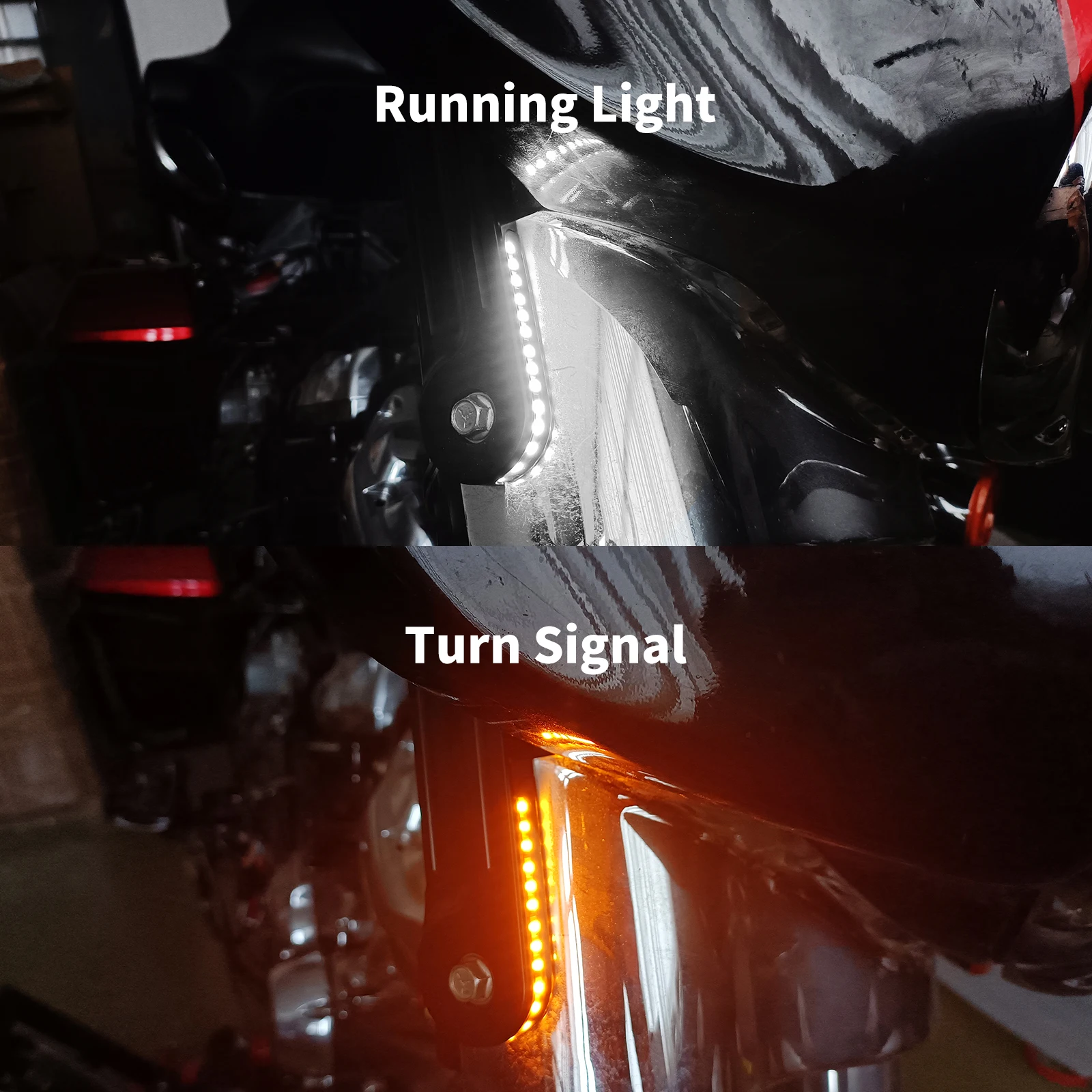 Motorcycle Front LED Flush Fork Turn Signals Light Brackets For Harley Touring Electra Street Glide Road King FLHT FLHR 98-2022