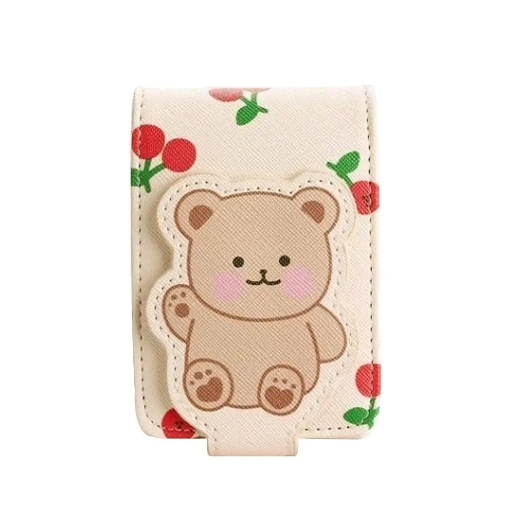 NEW CUTEST Bear Lipstick Bag With Mirror Mini Pouch Magnetic Organizer Repair Girl Makeup Bag Travel Portable Protective Co M0Z6