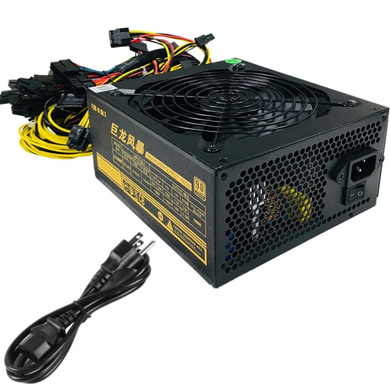 1800W Mining Power Supply 90% Efficiency PSU Support 8 Graphics Card GPU For ETH BTC Bitcoin Miner Rig