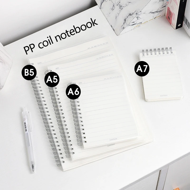 ppA7 Upturn coil book A6 Side-turn grid book A5b5 Notebook Student English Notepad Creative stationery waterproof