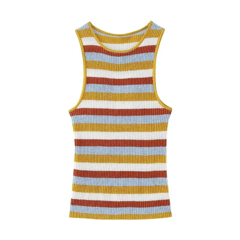 Dulce y moderno ceco tejido a rayas para mujer, Top, media falda, conjunto ajustado con adornos de rets para mujeres de...