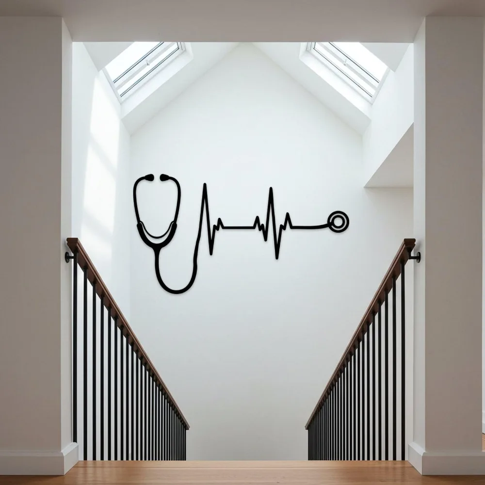 CIFBUY Iron Wall Art Stethoscope Metal Sign Waterproof Home Office Decor Rustic Hanging Plaque