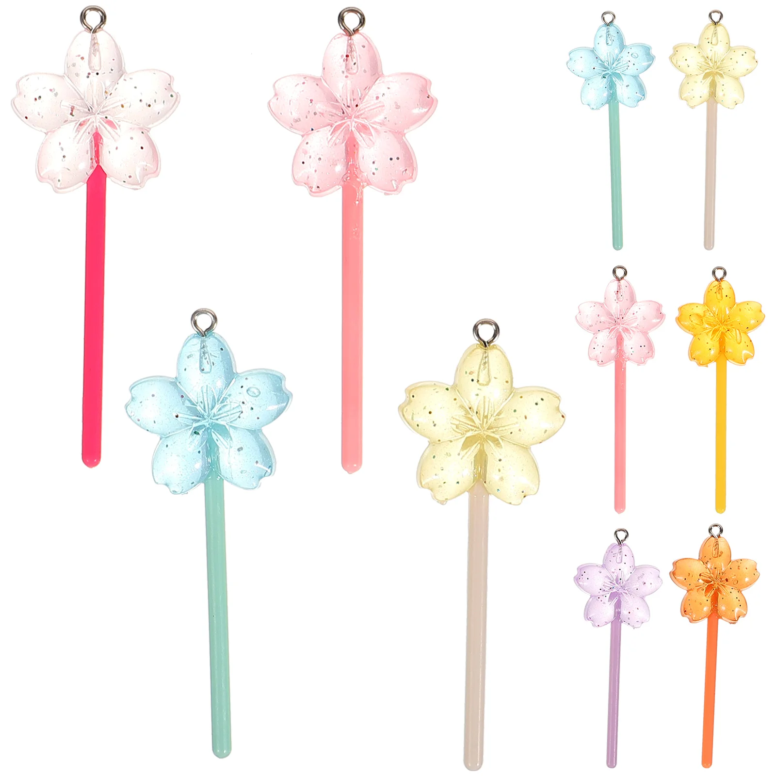

10pcs Night Glow Flower Pendant Resin Lollipop Charms Lightweight Earrings Accessories Bracelet Decor Crafts for Gifts