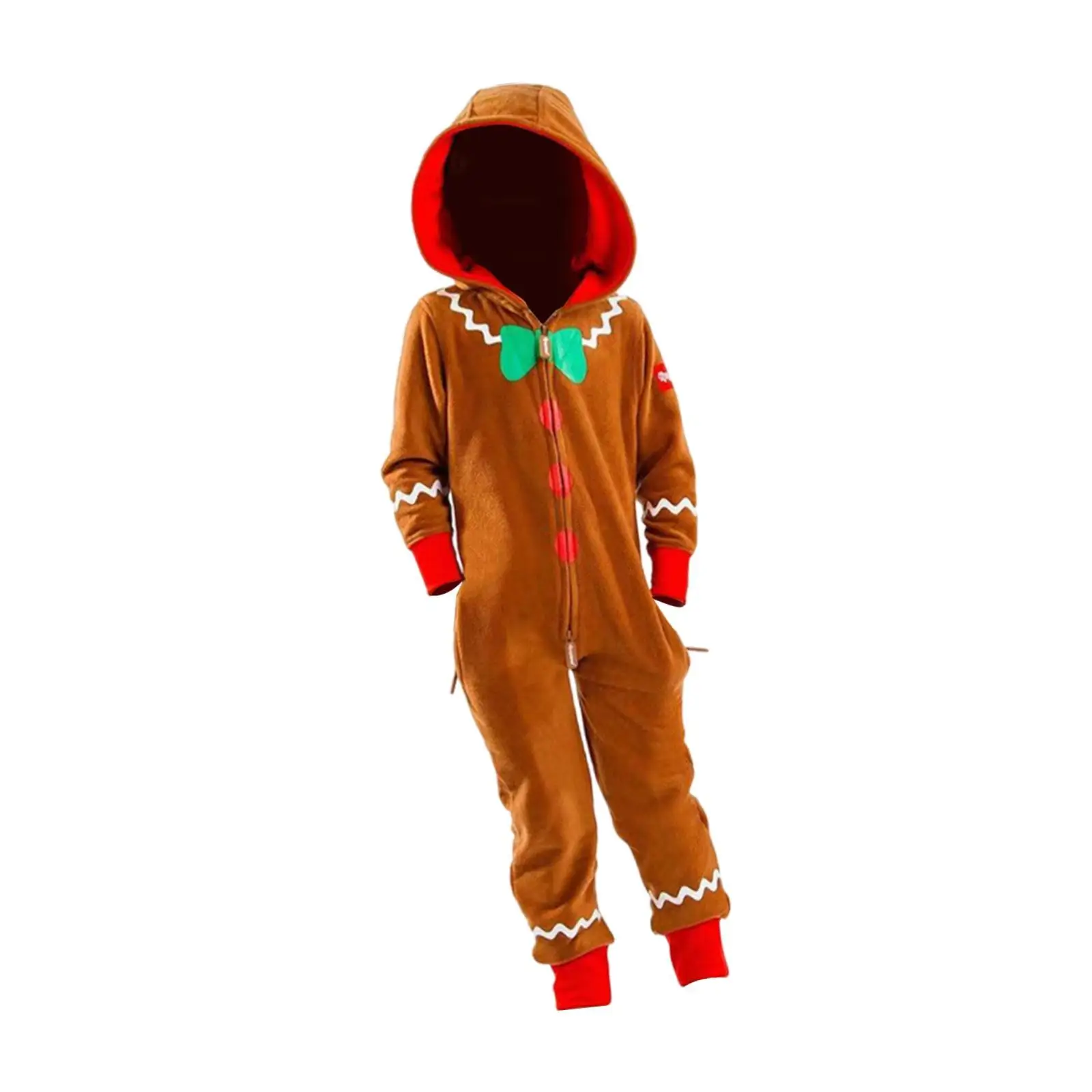 Christmas Gingerbread Costume Hooded Clothes Lightweight Decor Party Jumpsuit