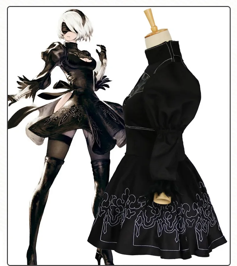 

Nier Automata Cosplay Costume Yorha 2B Outfits Game Suits Women Role Play Costumes Girls Halloween Party Fancy Dress