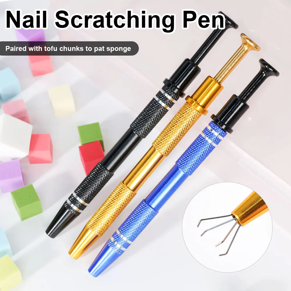 Nagelstempelplatten, Puff, Aluminiumlegierung, 4 Krallen, Maniküre-Zubehör, Grabber-Werkzeug für Nägel, Kunst, Nagellack, Stempel, Transfer-Applikator