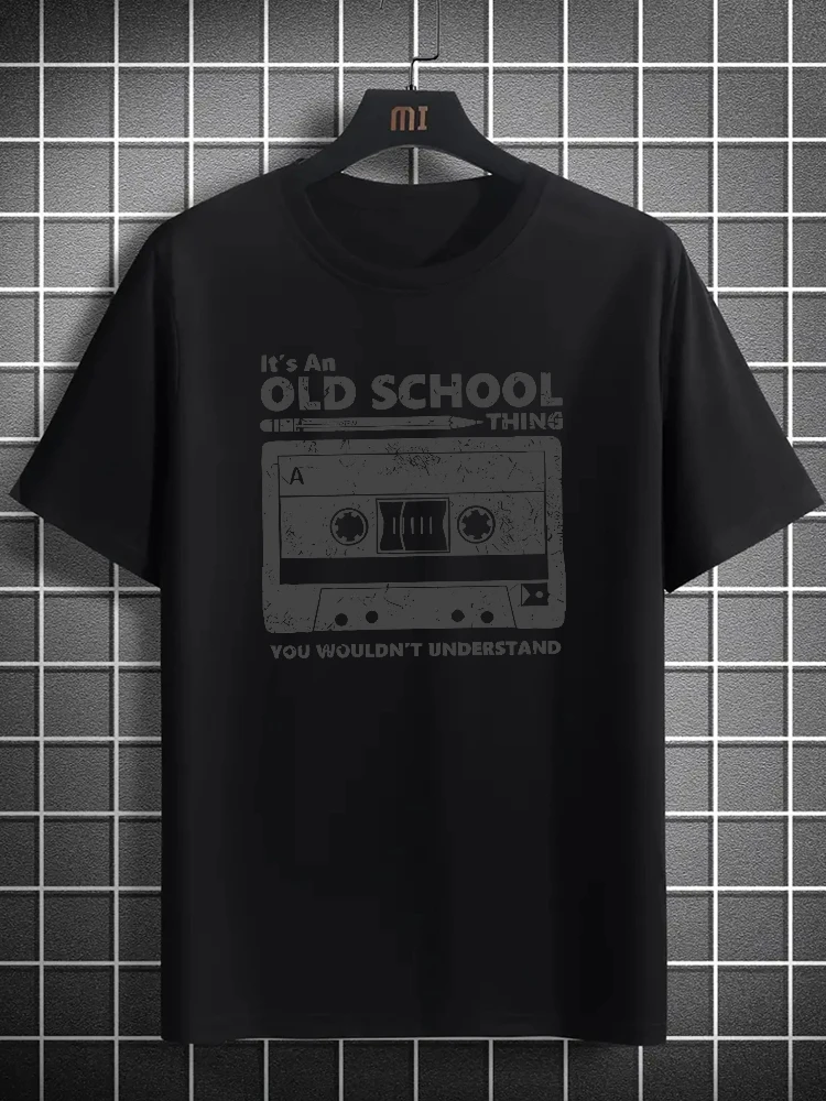 

Retro "Old School" Graphic with Vintage Cassette Tape Design-100% cotton summer O-neck short sleeve casual printed T-shirt
