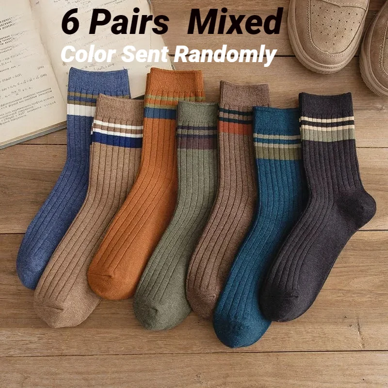 Uni Solid Color Striped Mid Tube Socks Breathable Sweat Absorbing Odor Proof Soft Comfortable Couples Casual Socks