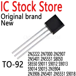 100PCS TO-92 2N2222 2N7000 2N2907 2N5401 2N5551 S8050 S8550 S9011 S9012 S9013 S9014 S9015 2N3904 2N3906 2N5401 2N5551 S9018