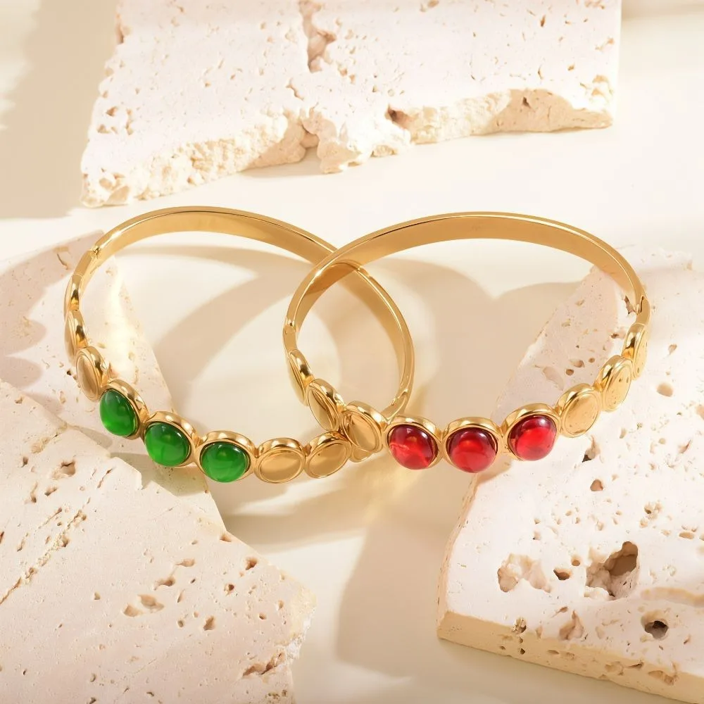 Alloy Cat's Eye Stone Bracelet Colored Dropper Oil Stackable Colored Dropper Oil Bangle Vintage Retro Women's Hand Bracelet