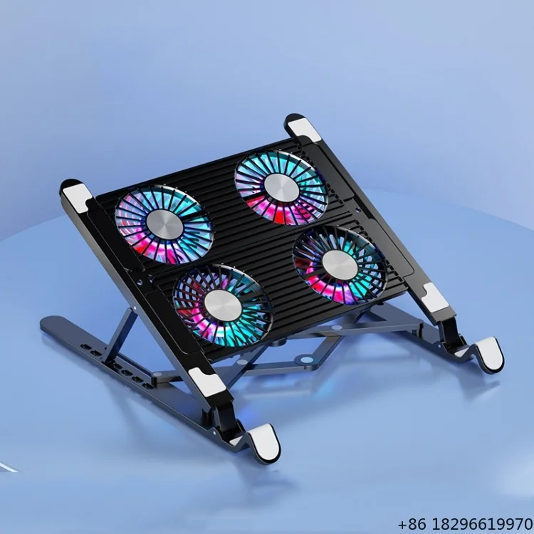 Notebook Radiator with Pressure Fan and Turbine Fan,Adjustable in Seven Gears for Cooling,With Foldable Phone Bracket