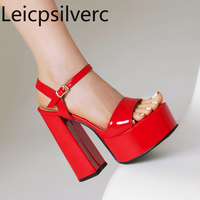 Women's Sandals Summer New Style Fashion Open Toe Sexy Square heel Platform sexy Party Women's Shoes high 14cm plus size 34-43