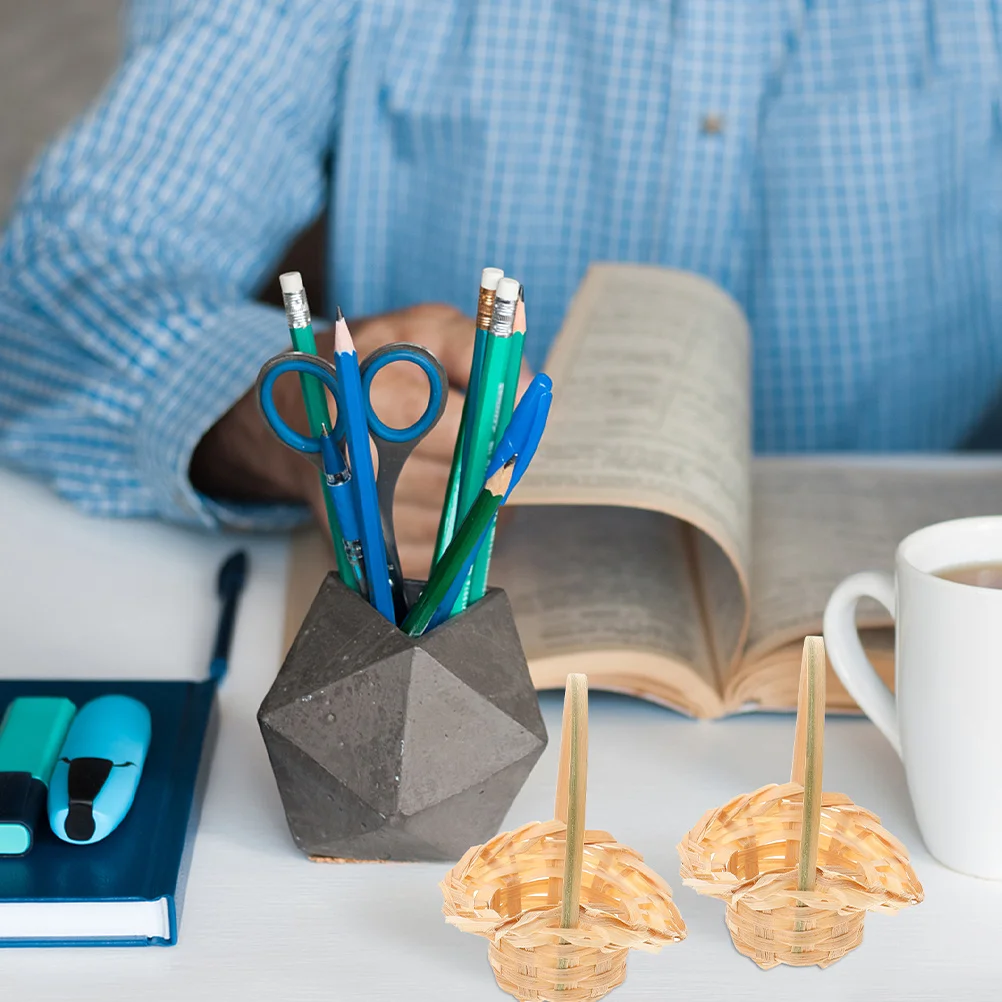 

6Pcs Mini Woven Handled Baskets Rustic Holder Wedding Favor Party Craft Storage Miniature Basket Flower Baskets