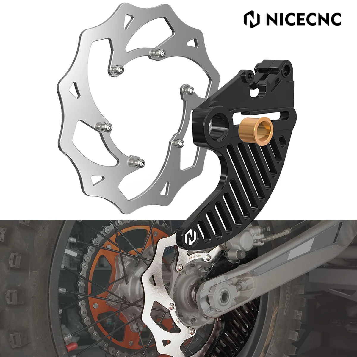 

For KTM EXC 300 TPi Six Days 240MM Rear Brake Disc Rotor Guard Cover Kit EXC-F 500 SX-F 450 XC-F 350 XC-W 250 SX 125 2004-2024