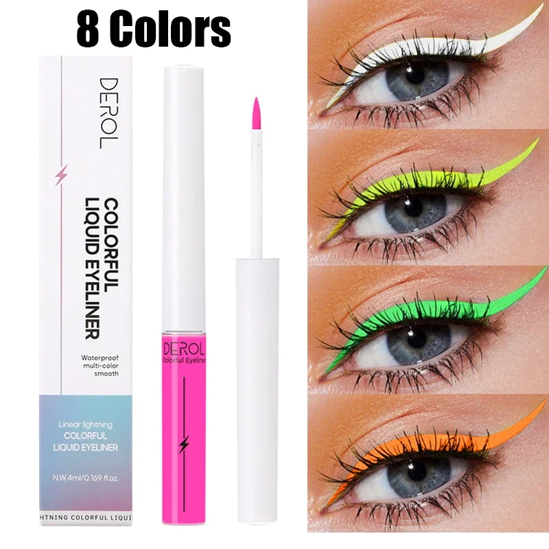 Luminous UV Neon Liquid Eyeliner Pencil Waterproof Colorful Blue Green Yellow White Eye Liner Pen Women Makeup Eyes Cosmetics