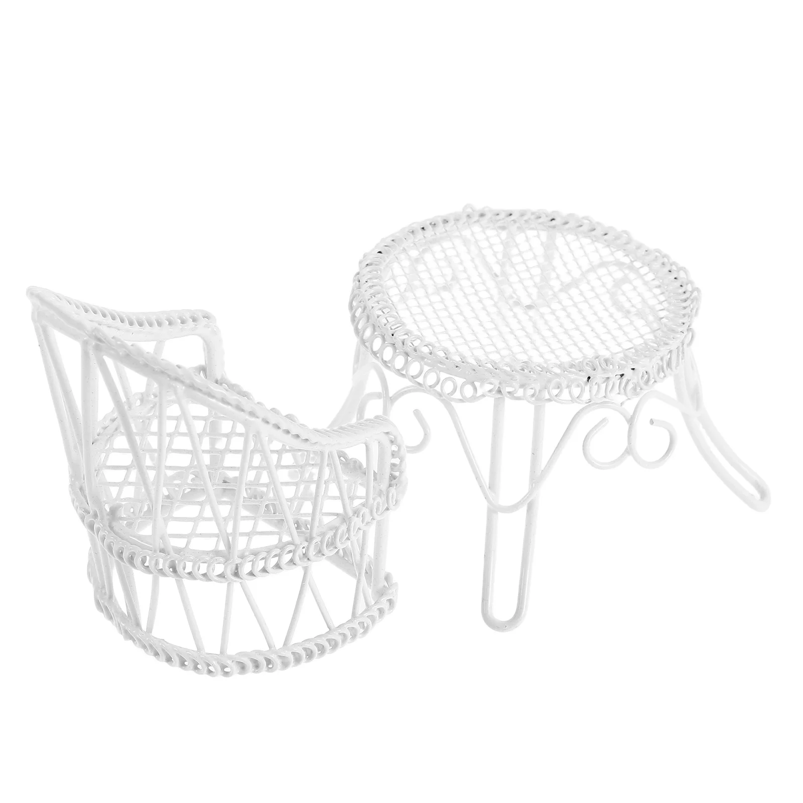 

Mini Table Chair Set Exquisite Iron Furniture for Dollhouse Miniature Garden Decor Home Space Toy Landscape Ornament Stool Set