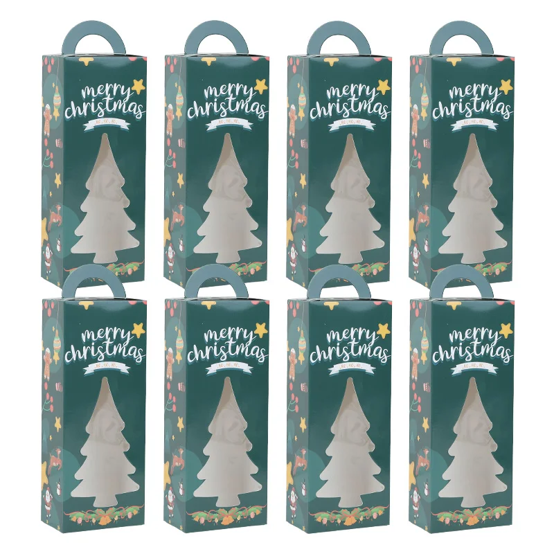 

6pcs Creative Christmas Tree Transparent Gift Box Xmas Candy Gift HandBag Happy 2026 New Year Xmas Party Decor Favor Gift