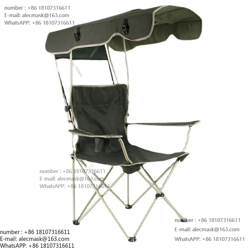 

Camping chair with awning folding sunshade beach chair portable