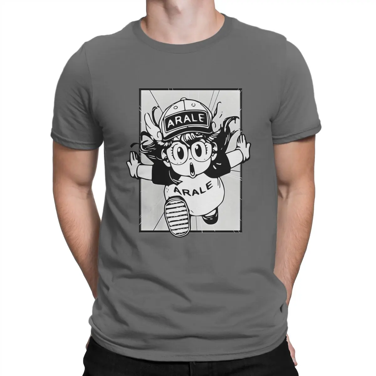 Men's Arale Running T Shirts Dr. Slump 100% Cotton Tops Funny Short Sleeve Crewneck Tees Summer T-Shirt