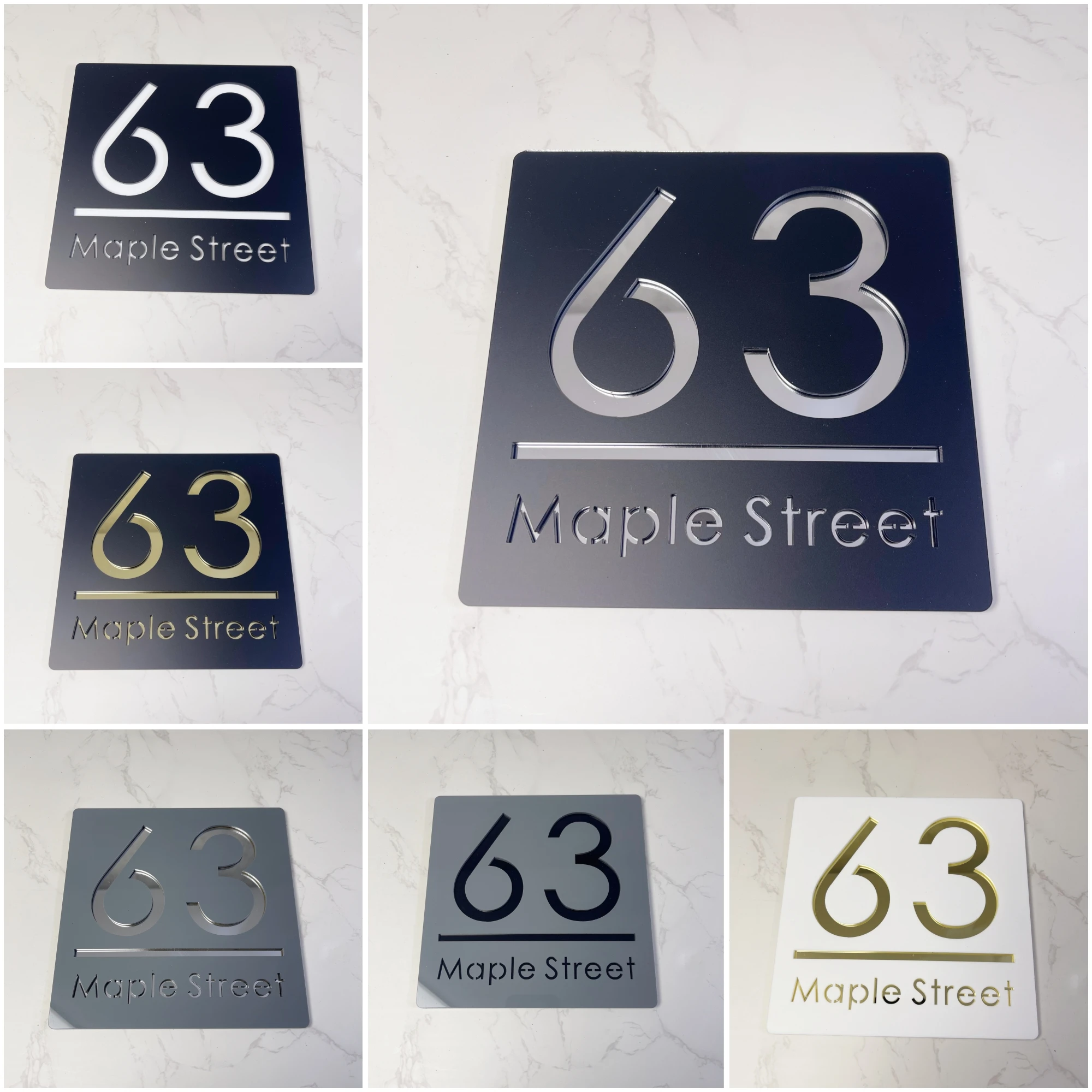 Personalized House Number Sign Outdoor Custom 3D Laser Cut Acrylic Address Plaque Modern Street Door Wall Number Home Decor