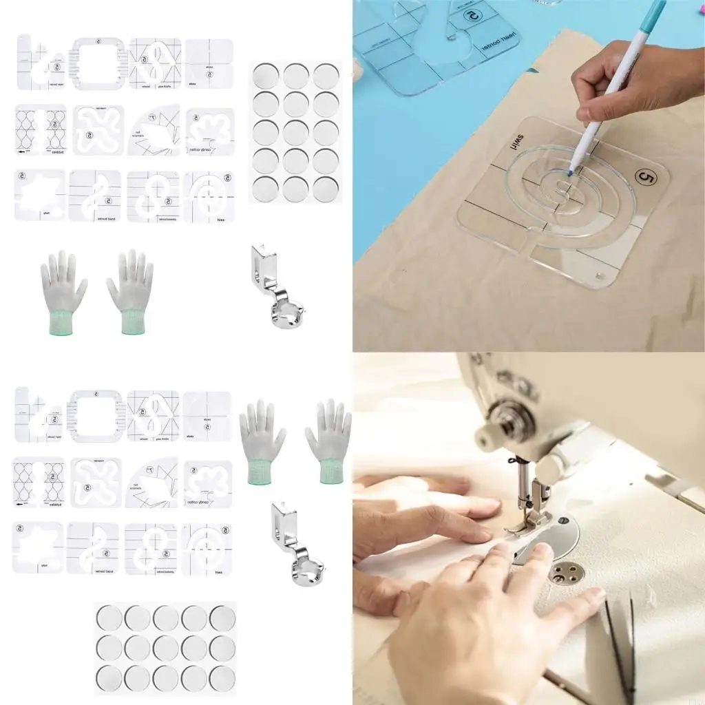  15 Pcs Quilting Stencil Quilting Ruler Frees Motion Quilting Template Ruler
