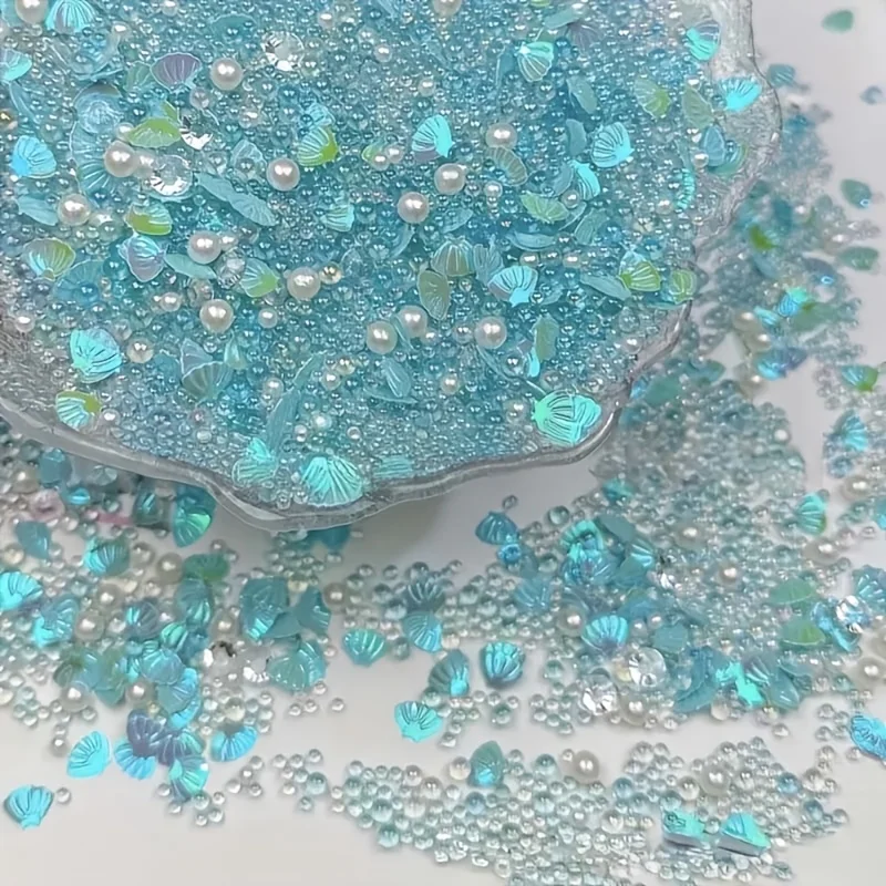 50g Ocean Series Epoxy Resin Filler, Seashell Glitter Patch Foam Imitation, Suitable for Kneading Decoration, Craft Materials