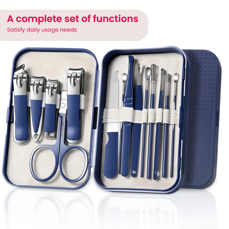 

14Pcs/Set Nail Trimming Tools Stainless Steel Nail Clippers Professional Nail Cutter Pedicure Blade Ear Pick Ear Wax Cleaning