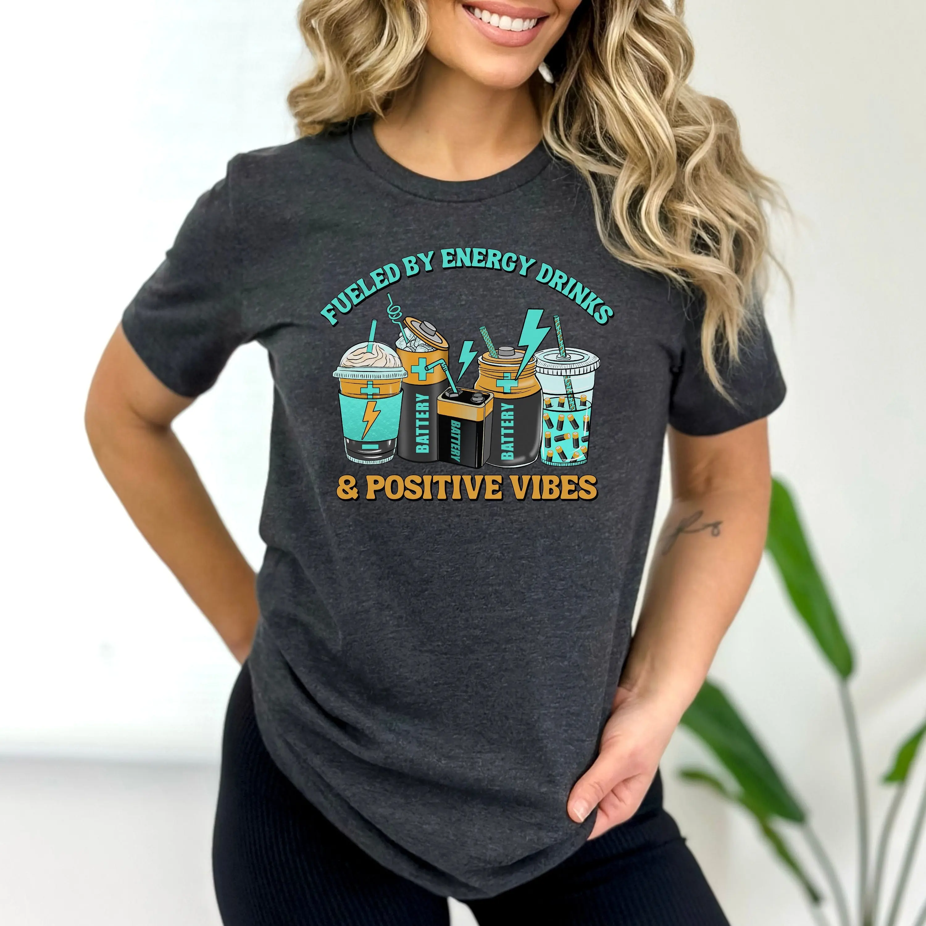 Fueled by Energy Drinks T Shirt Drink Coffee tee Funny Sayings apparel Lover gift Mom