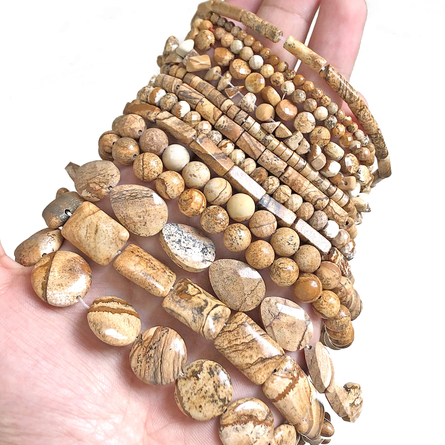 Picture Jasper Natural Stone Beads Round Tube Spacer Ronelle Beads For Jewelry Making Bracelet Earrings Necklace DIY Accessories