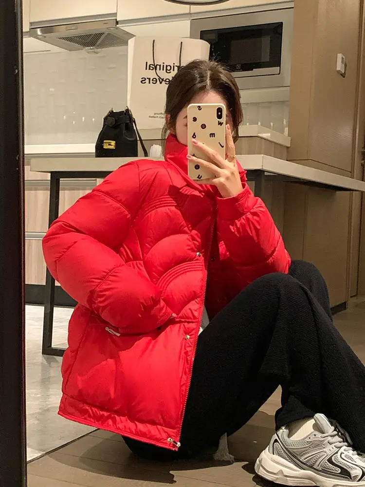 Vielleicht 2023 New Cotton Padded Short Parkas Women Stand Collar Down Winter Jacket Thick Warm Winter Coat Female Outerwear