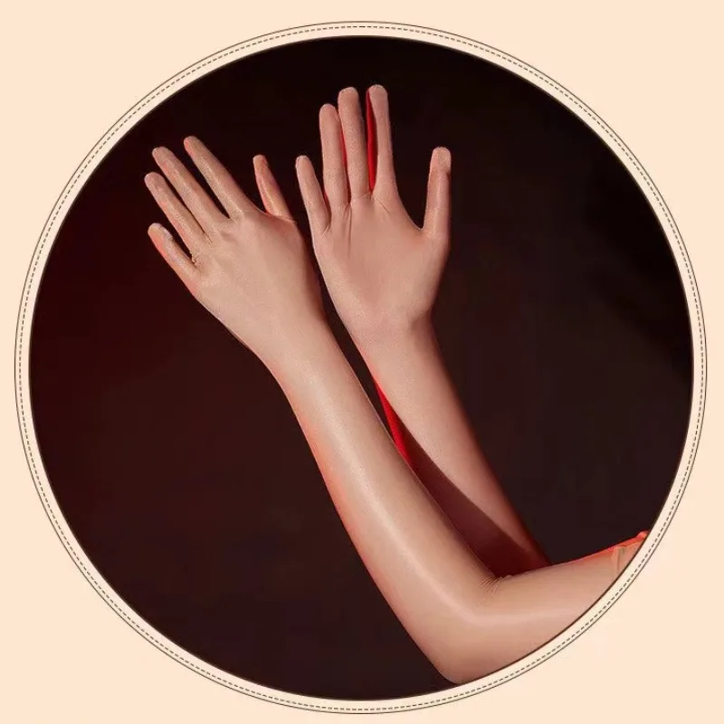 Anti-slip Glossy Silky Gloves Long Gloves Mittens Sexy Ultra Thin Oil Shiny Silky Transparent Party Glove Women Erotic Accessory