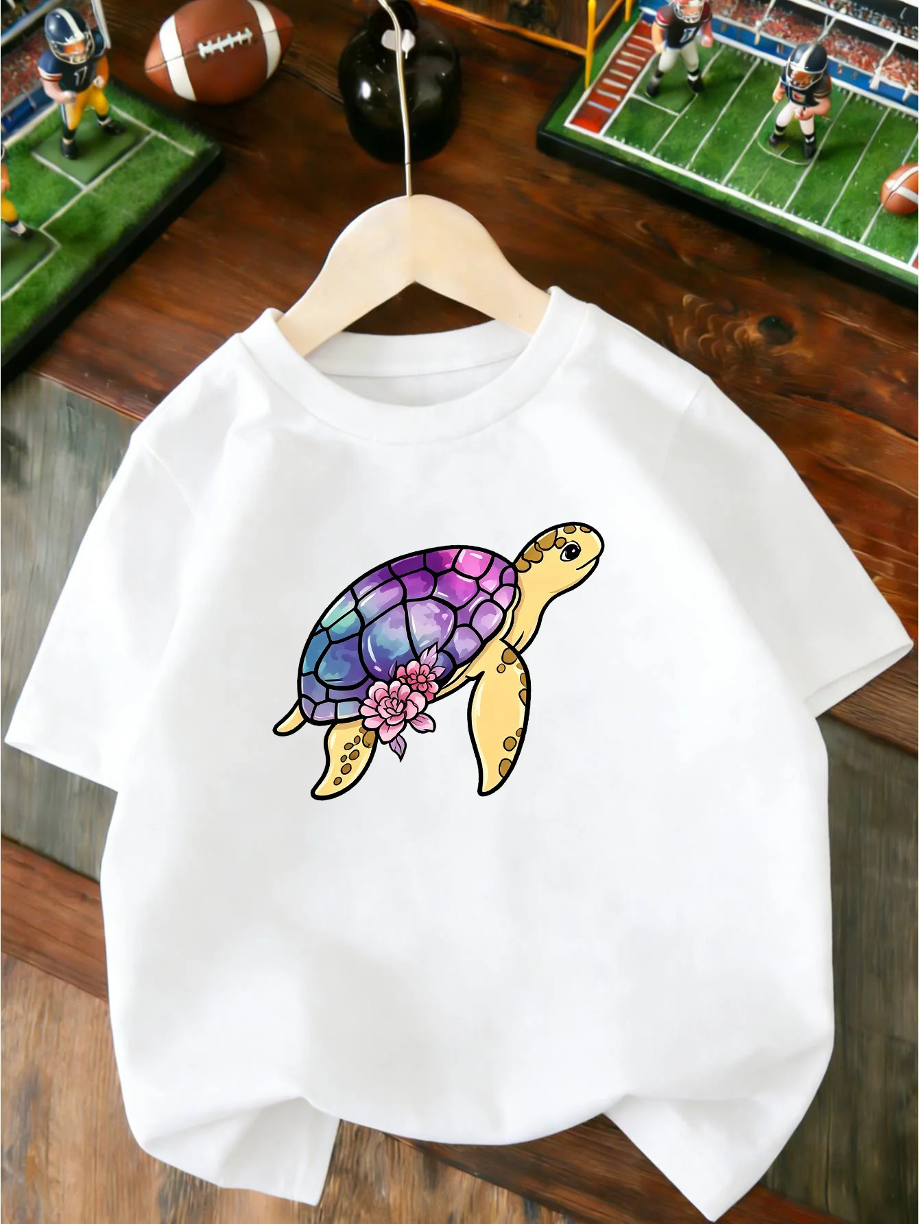 Beautiful Galaxy Shell Turtle With Floral Graphic T Shirt Boys Girls Casual Short Sleeve Tee Family Matching Kids Cotton Tops