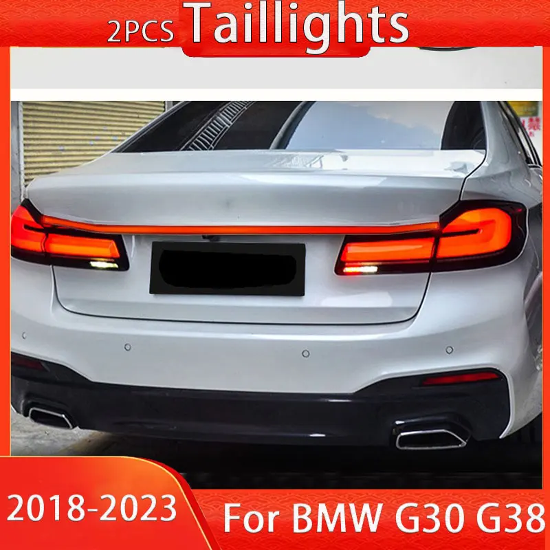 For BMW 5 Series G30 G38 2018-2022 Car Taillight Modified LED Dynamic Through Tail Lamp Running Lights Brake Lights Turn Signal