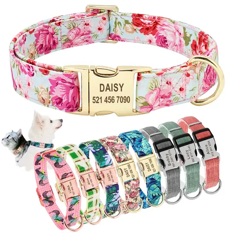 Custom nylon dog collar with engraved tag PET ARTIST