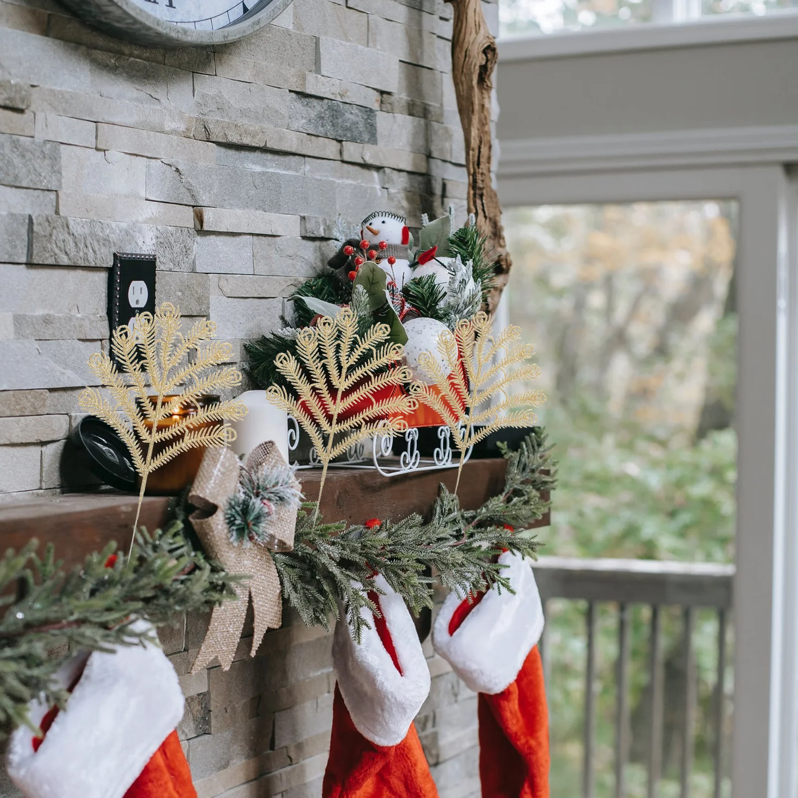 

6Pcs Christmas Decorative Glitter Leaves Pendants Party Hanging Ornaments Xmas Tree Rustic Farmhouse Christmas Glitter Leaf