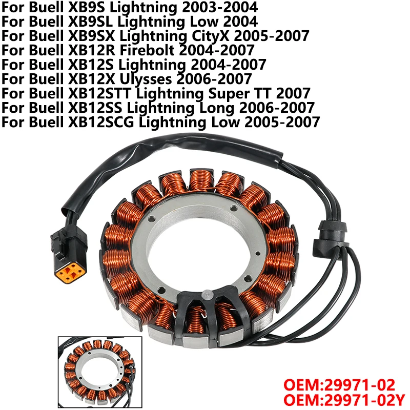 

Motorcycle Magneto Stator Coil For Buell XB12SCG Lightning Low XB12SS Lightning Long XB12X Ulysses OEM:29971-02 29971-02Y