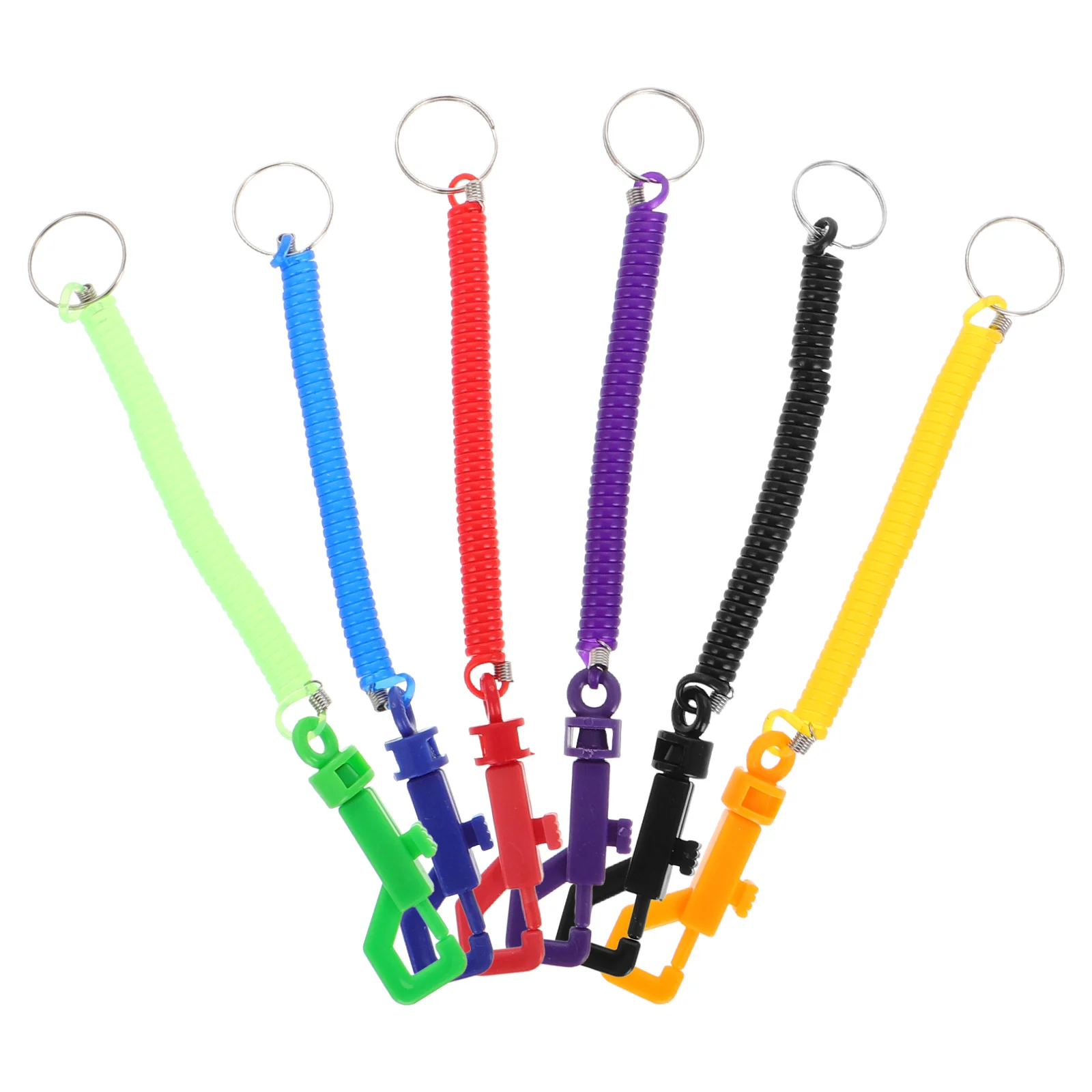 

6 Pcs Spring Key Chain Bungee Lanyard Carabiner Clip Coiled with Keychain Telescopic