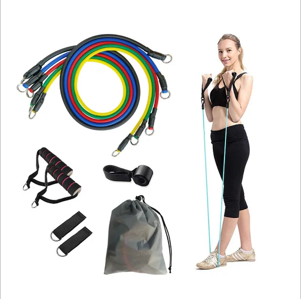 

Exercise Resistance Bands 11PC Set, Home Fitness Resistance Bands Exercise Elastic Pull Ropes for Indoor Strength Training 1