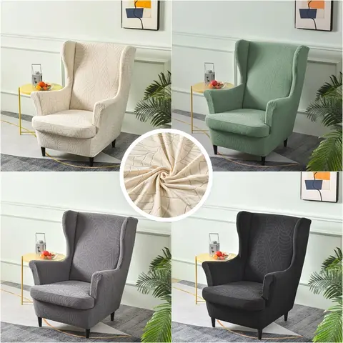 Elastic Jacquard Wing Chair Cover Stretch All-inclusive Armchair Slipcovers Removable Single Sofa Protector Case for Living Room