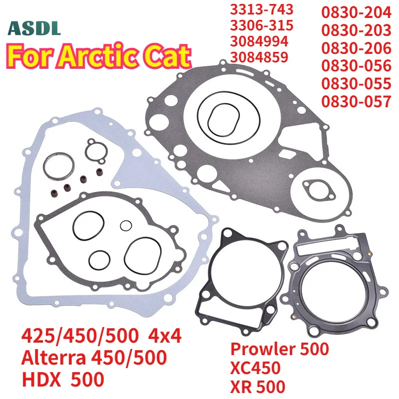 北極猫オートバイ用完全なシリンダーガスケットキット-xc450-xr500-425-450-500-4x4-efi-trv-alterra450-hdx500-prowler500-0830-204