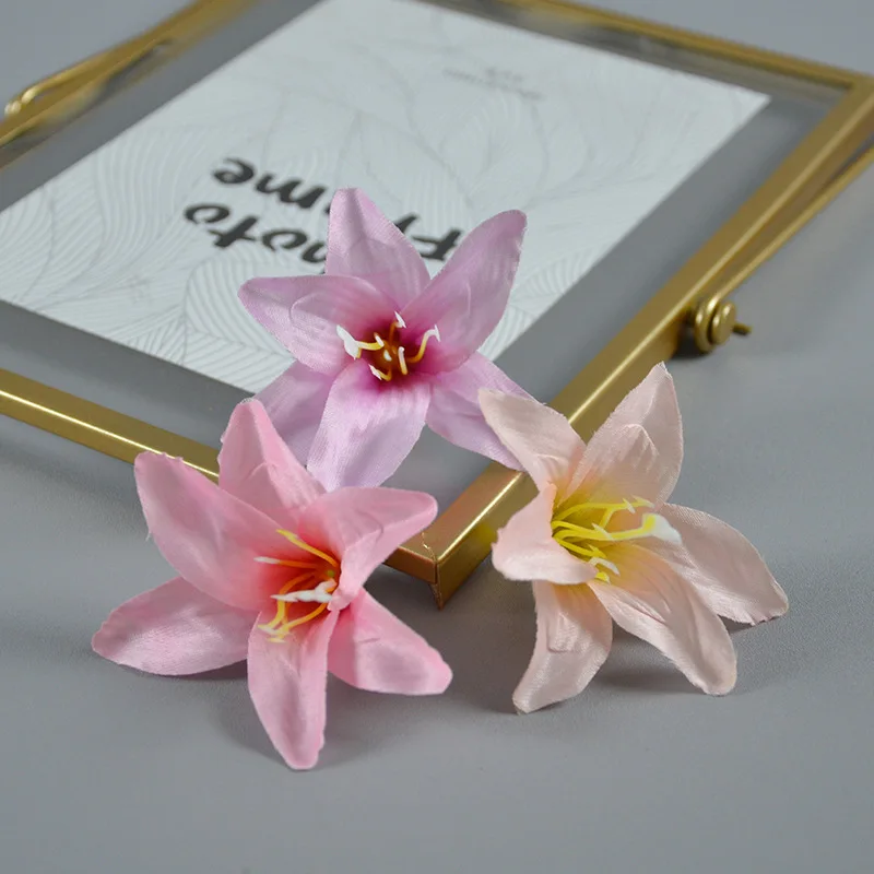 7cm 12Color Artificial Silk Flower Heads Small Lily May bells Orchid DIY Wedding Bouquet Decoration Shooting Props Accessories