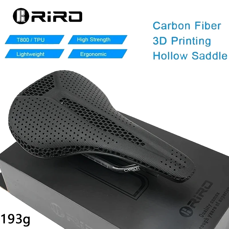 

RIRO 3D printing ultra light carbon fiber bicycle saddle comfortable and breathable MTB road bicycle seat cushion accessories