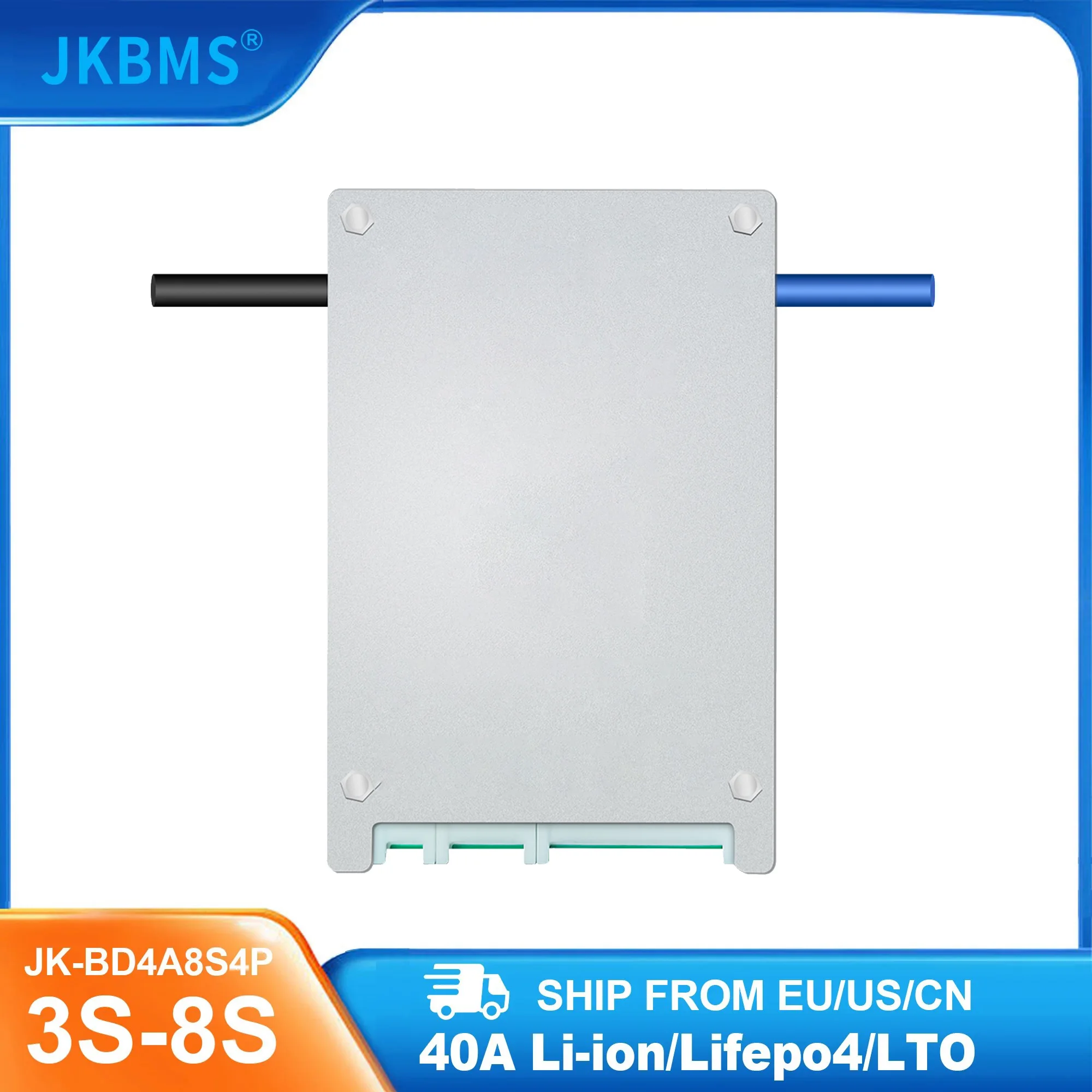 JKBMS Smart Bms Lifepo4 BMS 4S 5S 6S 7S 8S For Lithium Battery With Bluetooth 40A Same Port Temp Sensors RS485 Balance Board