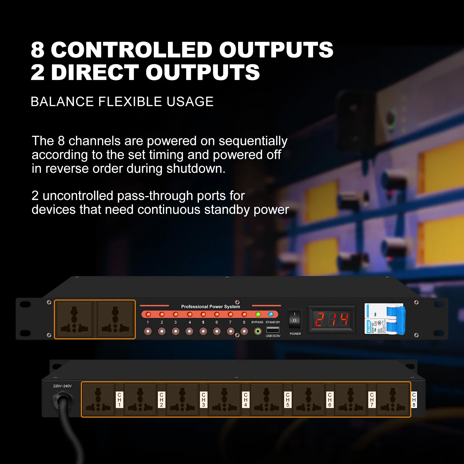 Power Controller 8+2 channel switch USB power sequencer,sequence controller audio time system