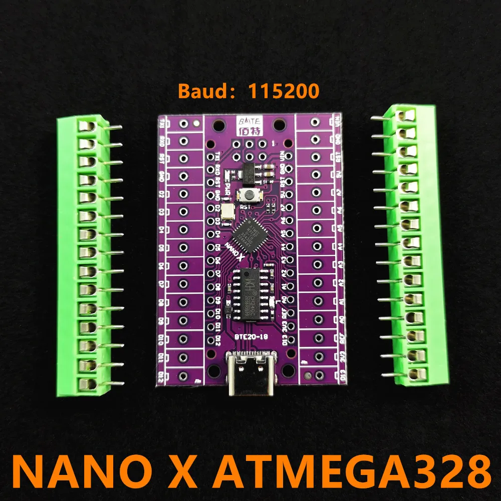 NANO X ATMEGA168P-MU QFN32 5V 16Mhz Type-C USB CH340C SOP16 Compatible with the Original+Terminal Adapter Expansion Board 2 in 1