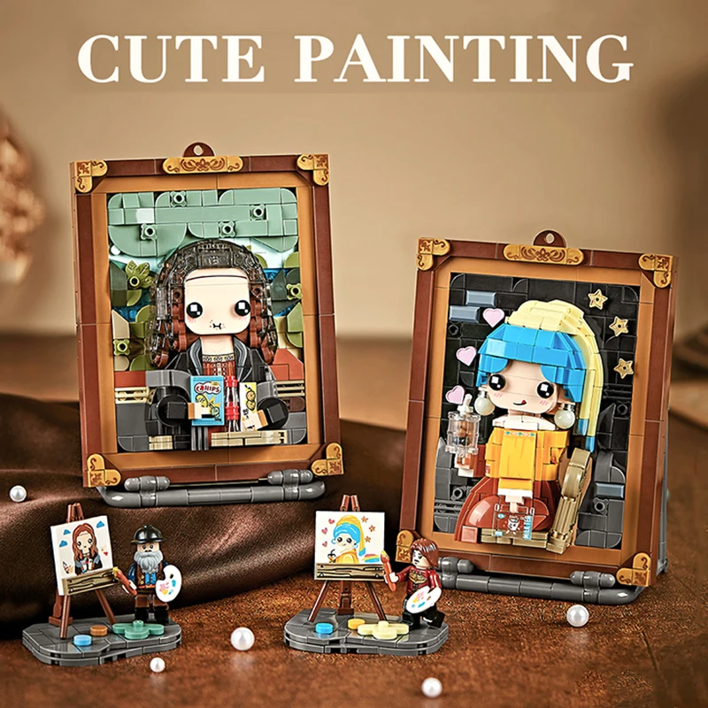 

World Famous Oil Painting Model Building Blocks DIY Mona Lisa Hanging Painting Home Ornaments Children's Toys for Friends Gifts