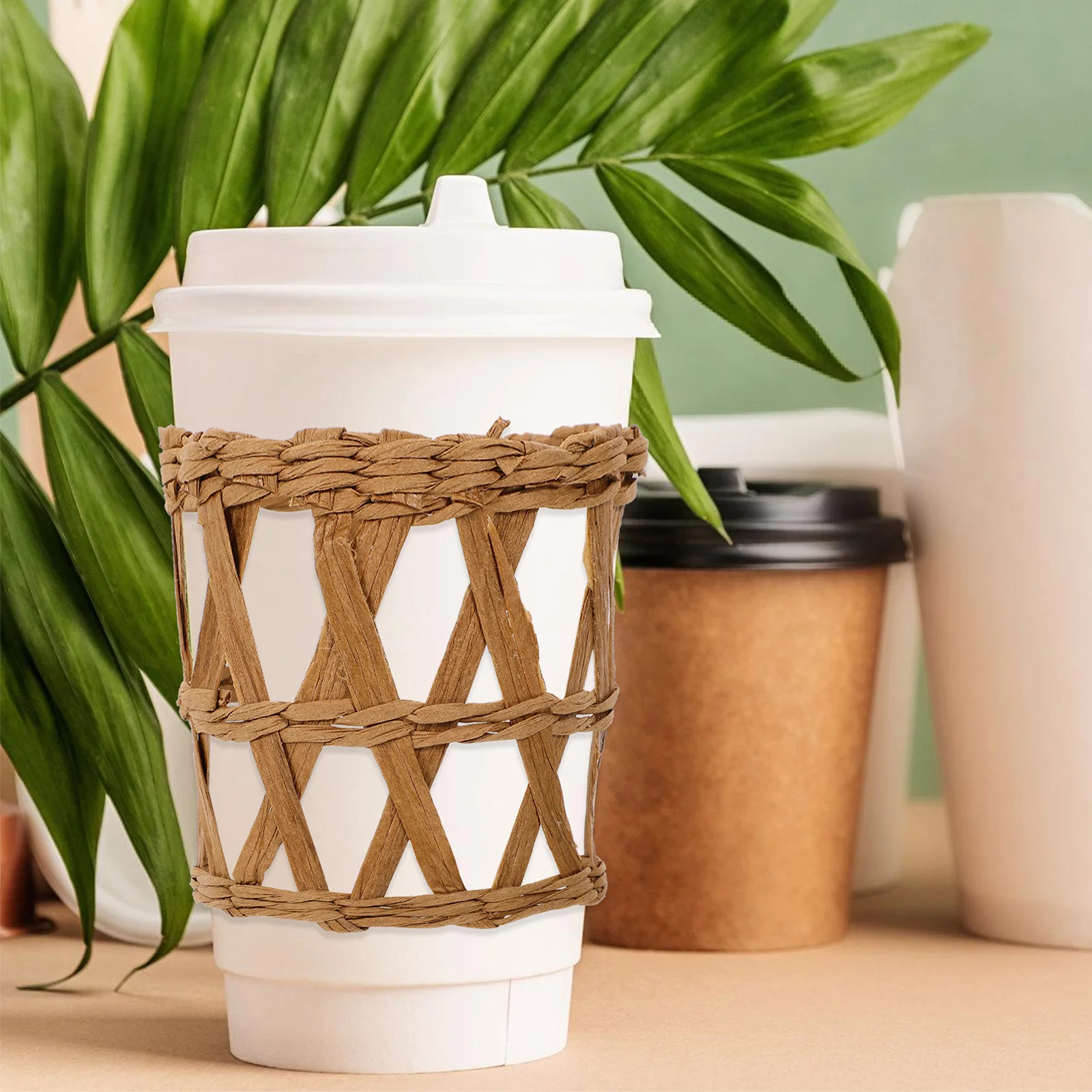 

Straw Cup Sleeves Covers for Drinks Coffee Mug Holder Protective Heat-resistant Tumbler Protector Grass